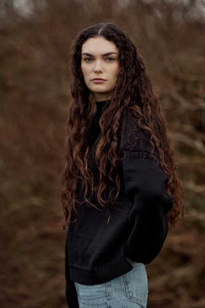 Black off shoulder Guernsey Jumper