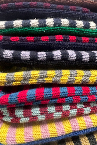 Navy & Aran striped hot water bottle cover