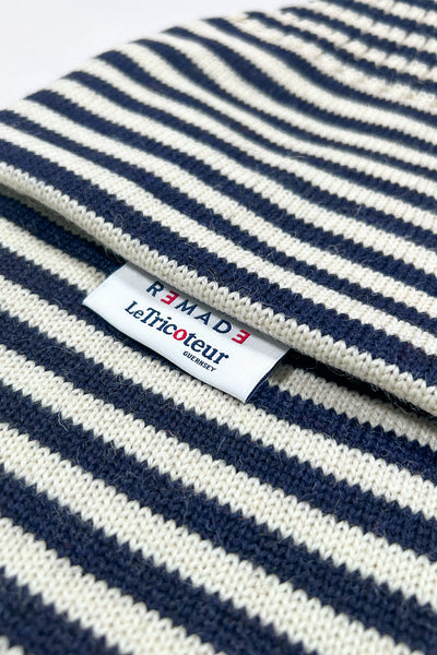 Navy & Aran striped hot water bottle cover