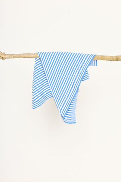 Blue & Cream striped cotton baby blanket