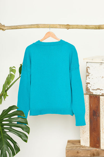 Kingfisher Cotton Cropped Guernsey Jumper