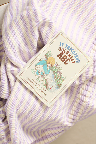 Lilac & Cream striped cotton baby blanket