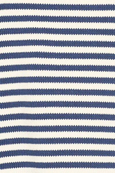 Marine Blue & Cream Cotton striped Guernsey Jumper