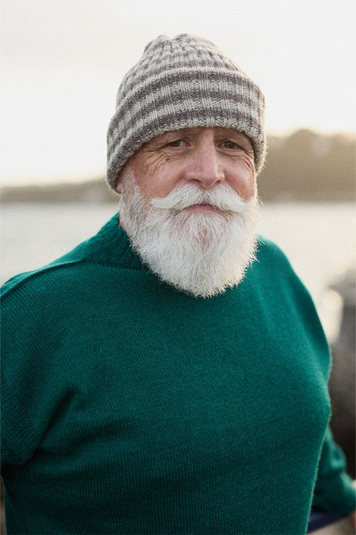 Natural Striped Knitted Beanie