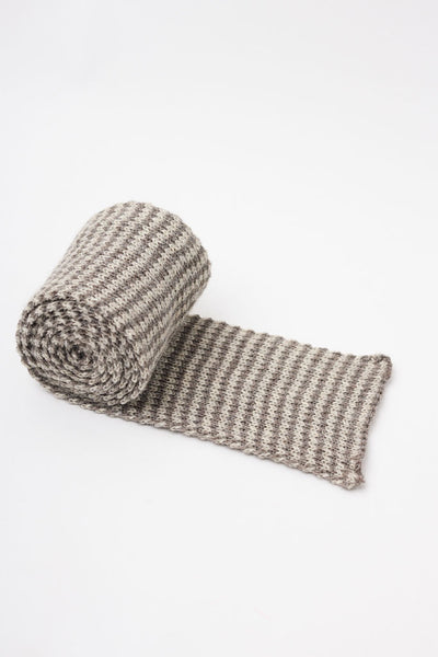 Natural striped Knitted Scarf
