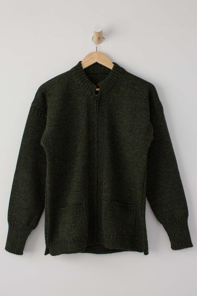 Military Green Zipped Guernsey Jacket