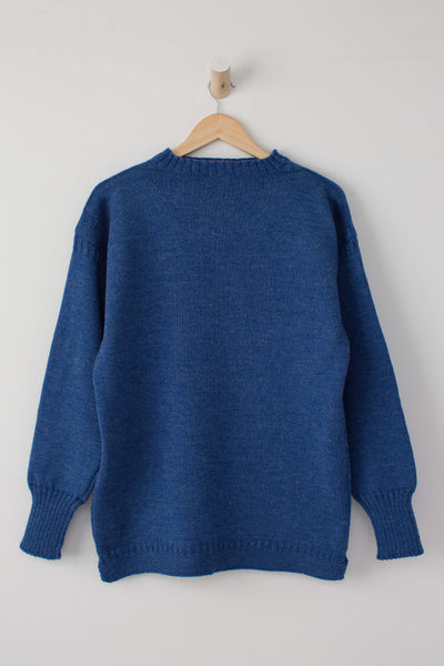 Classic fisherman's style jumper in mid Indigo Blue