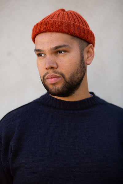 Burnt Orange Dobbo (short knitted beanie)