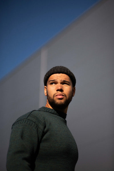Fisherman's jumper in the unique Greeny-Blue we call Mallard