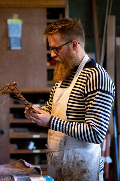 Navy & Cream Striped Traditional Guernsey Jumper