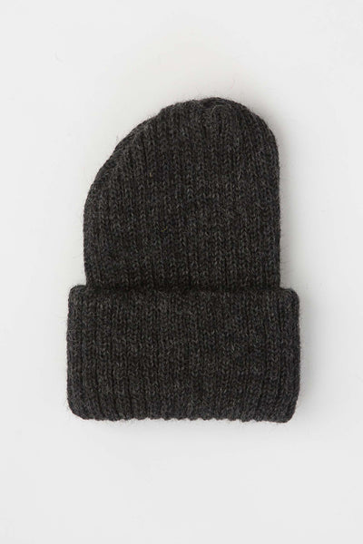 close up of charcoal Grey beanie