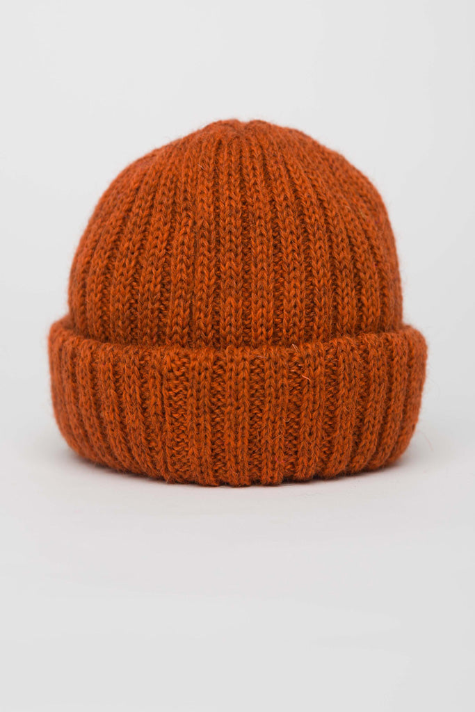 Burnt Orange Dobbo (short knitted beanie)