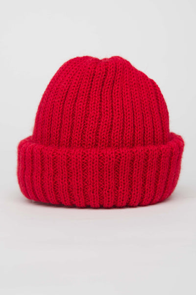 Bright Red docker style knitted hat.
