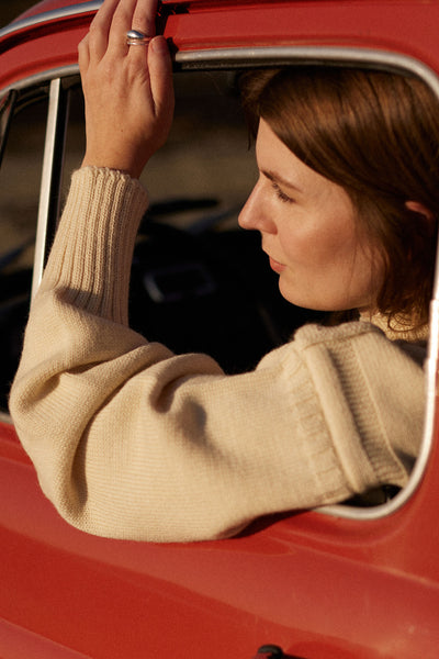 Aran off shoulder Guernsey Jumper