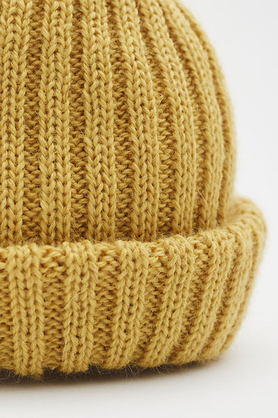 Mustard Yellow Dobbo (short knitted beanie)