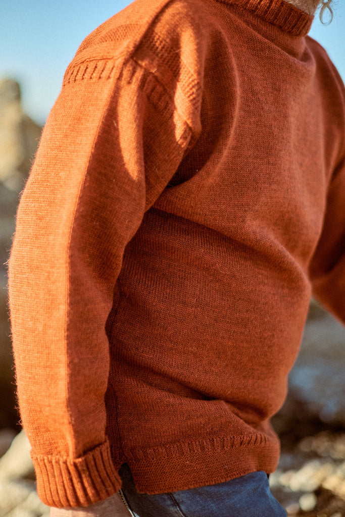 Burnt Orange Traditional Guernsey Jumper