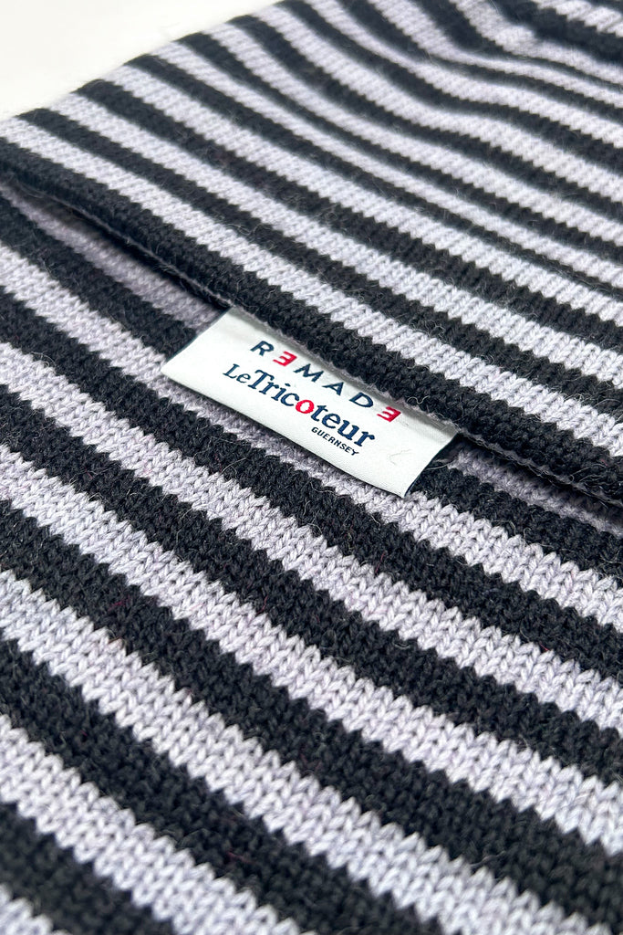 Fog & Black stripe with Black hot water bottle cover