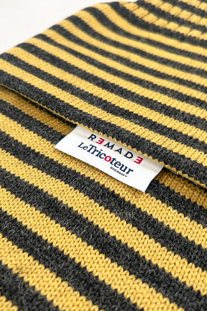 Mustard & Charcoal stripe with Charcoal hot water bottle cover