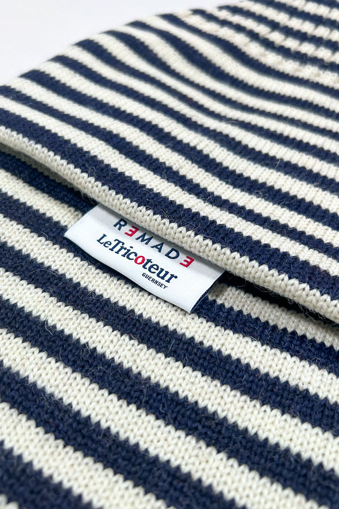 Navy & Aran with Charcoal striped hot water bottle cover