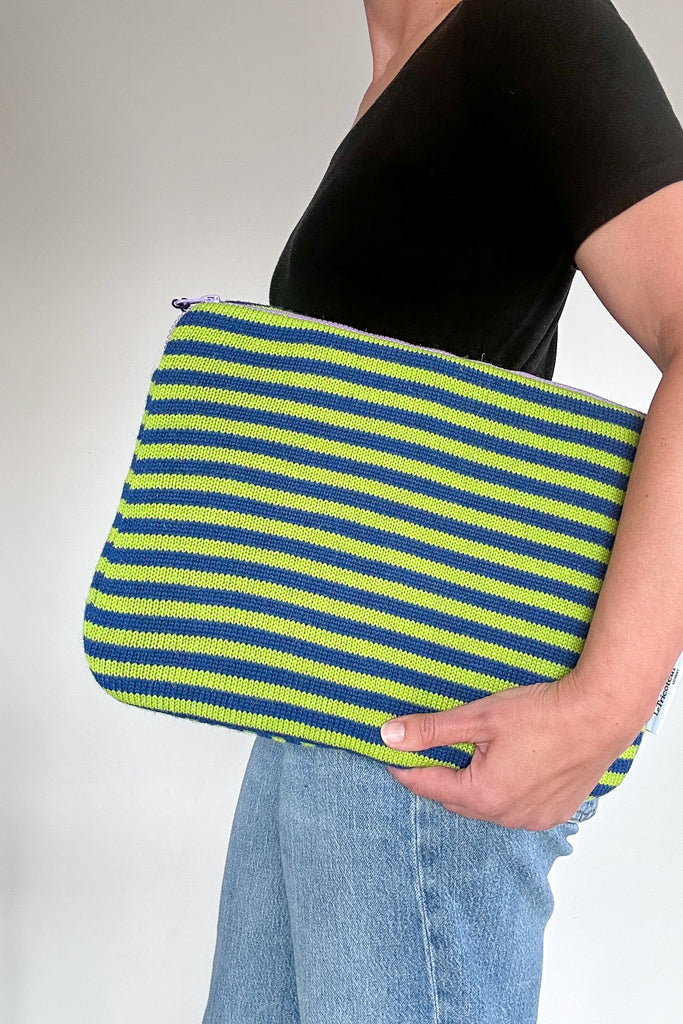 Fluoro Green & Royal Blue striped 16" Laptop Case