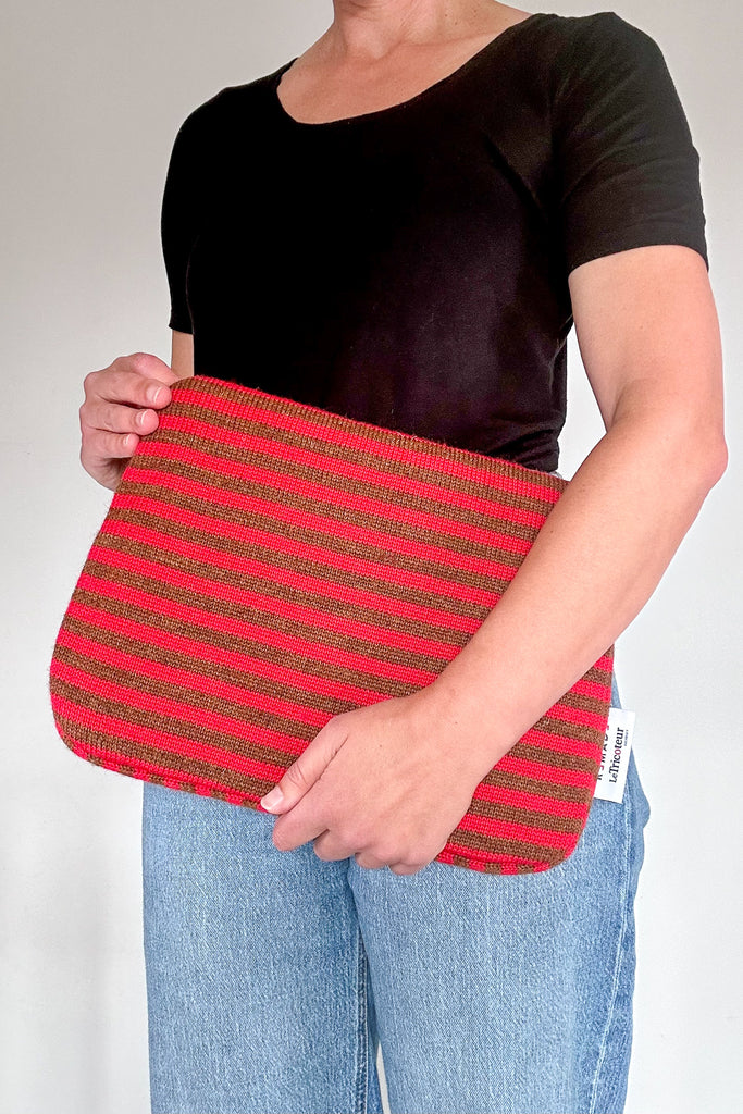 Cinnamon & Cherry Red striped 14" Laptop Case