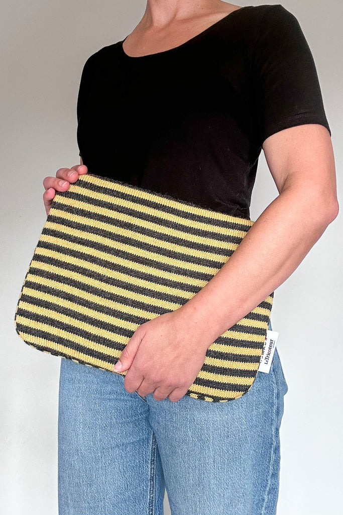 Mustard & Charcoal striped 14" Laptop Case