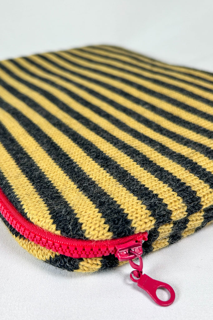 Mustard & Charcoal striped 14" Laptop Case