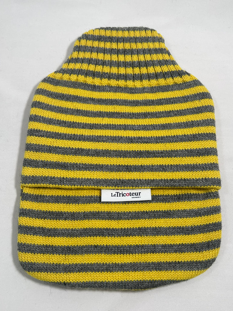 Sunburst Yellow & Steel Grey stripe hot water bottle cover