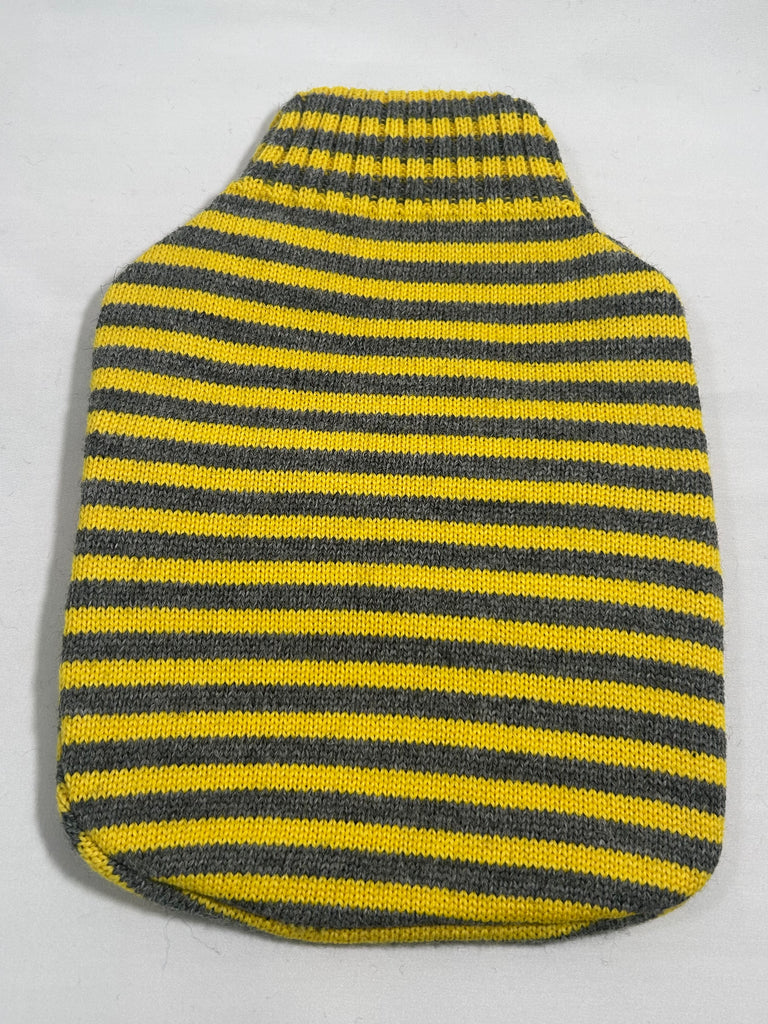 Sunburst Yellow & Steel Grey stripe hot water bottle cover