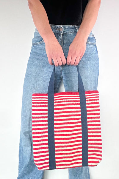 Tartan Red & Aran striped Small Tote Bag