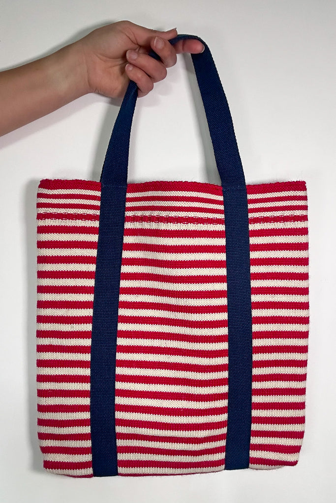 Tartan Red & Aran striped Small Tote Bag