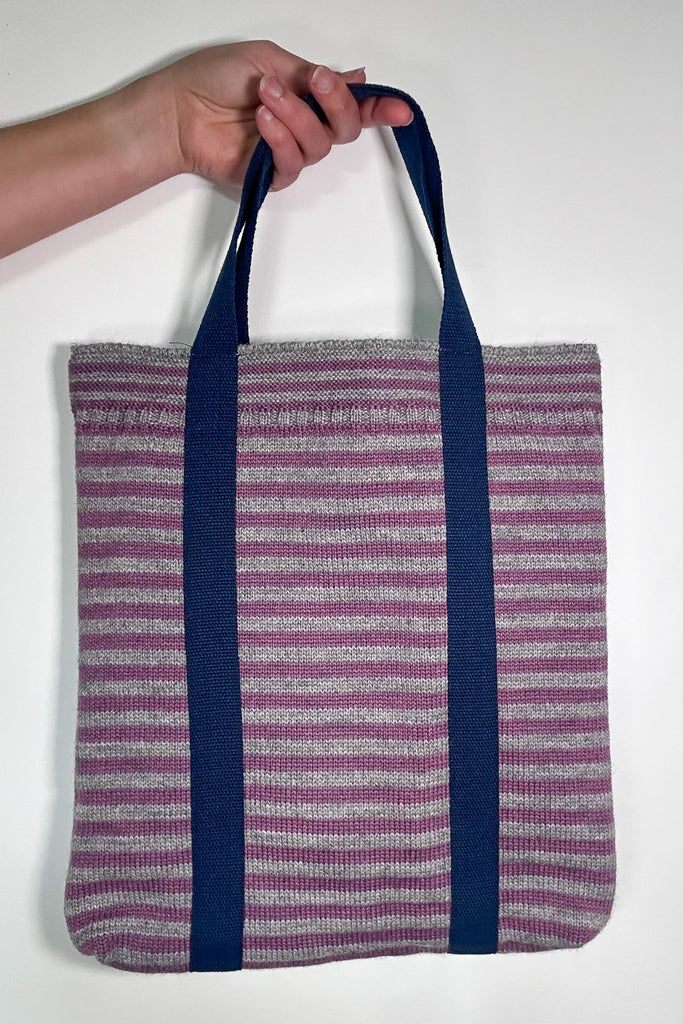 Lupin & Smoke Grey striped Small Tote Bag