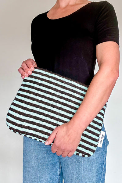 Mint Green & Chestnut Brown striped 14" Laptop Case