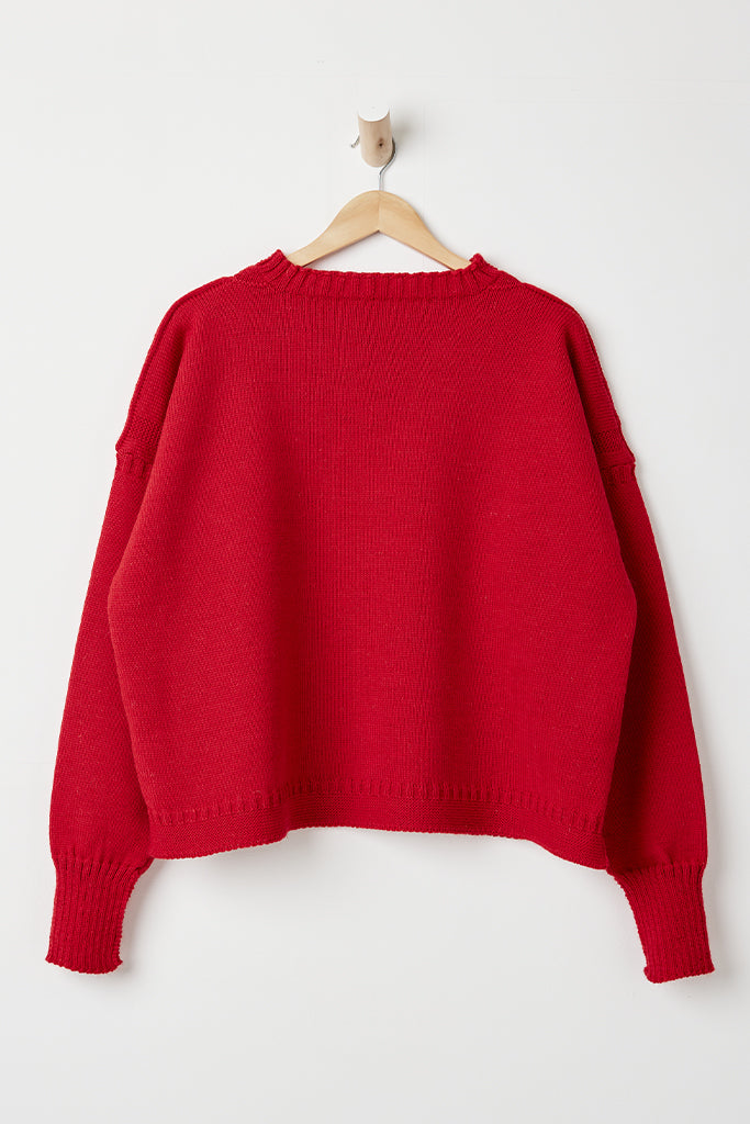 Le Tricoteur Off Shoulder Cropped Guernsey Jumpers