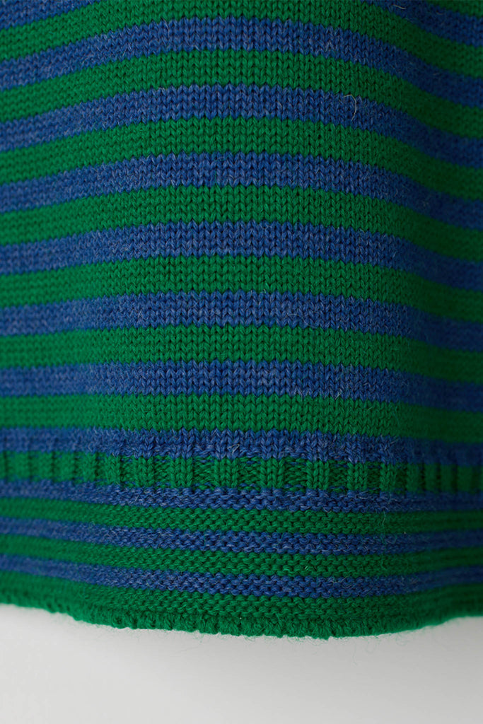 Kelly Green & Indigo Striped Traditional Guernsey Jumper