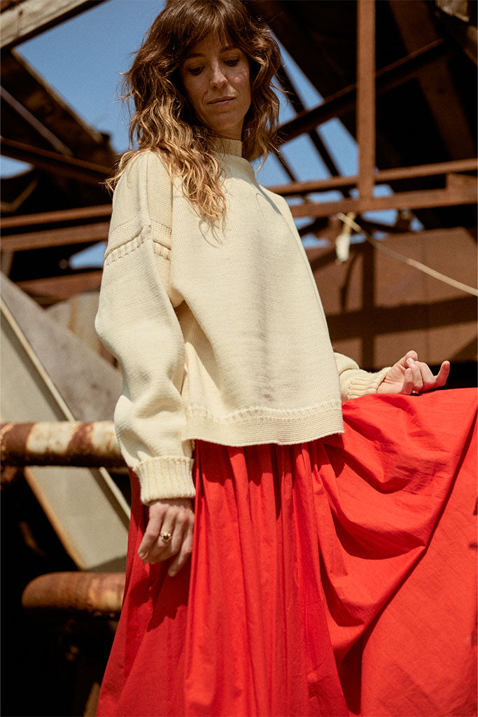 Aran off shoulder Guernsey Jumper