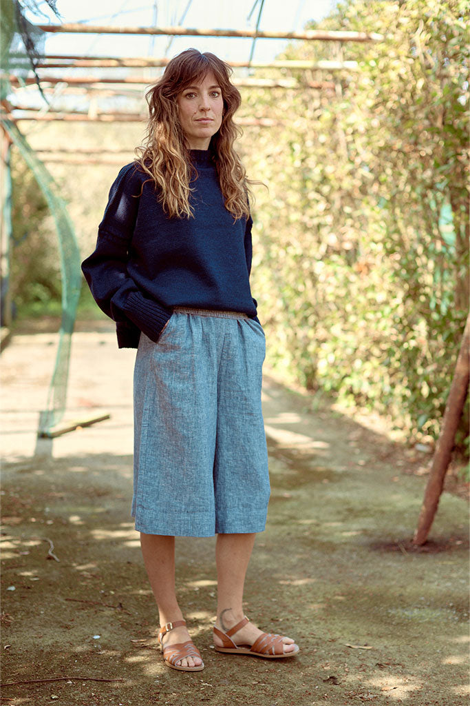Navy off shoulder Guernsey Jumper
