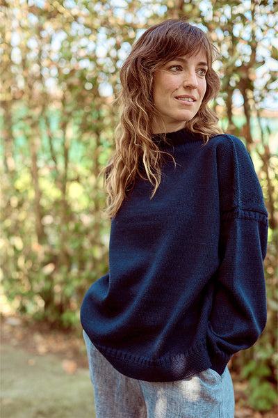 Navy off shoulder Guernsey Jumper