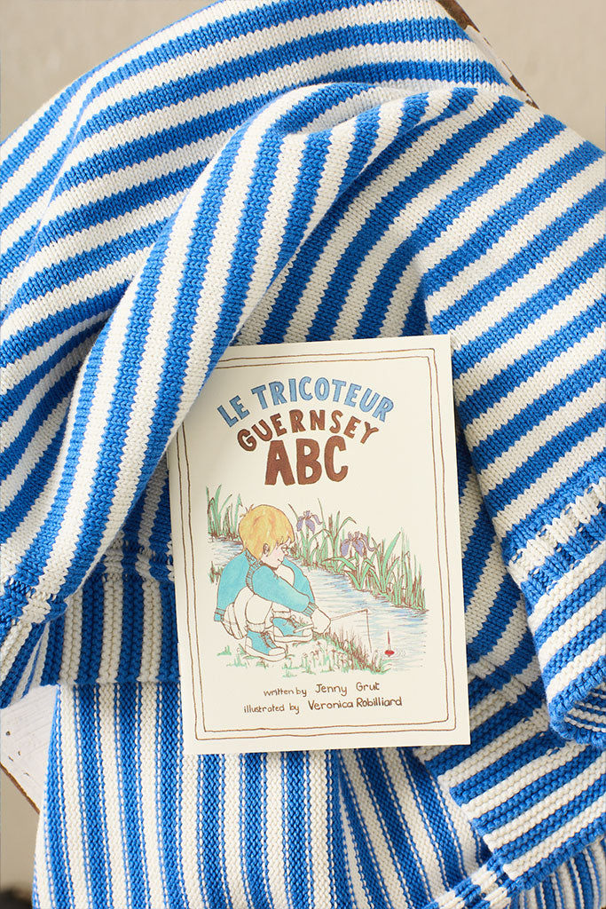 Blue & Cream striped cotton baby blanket