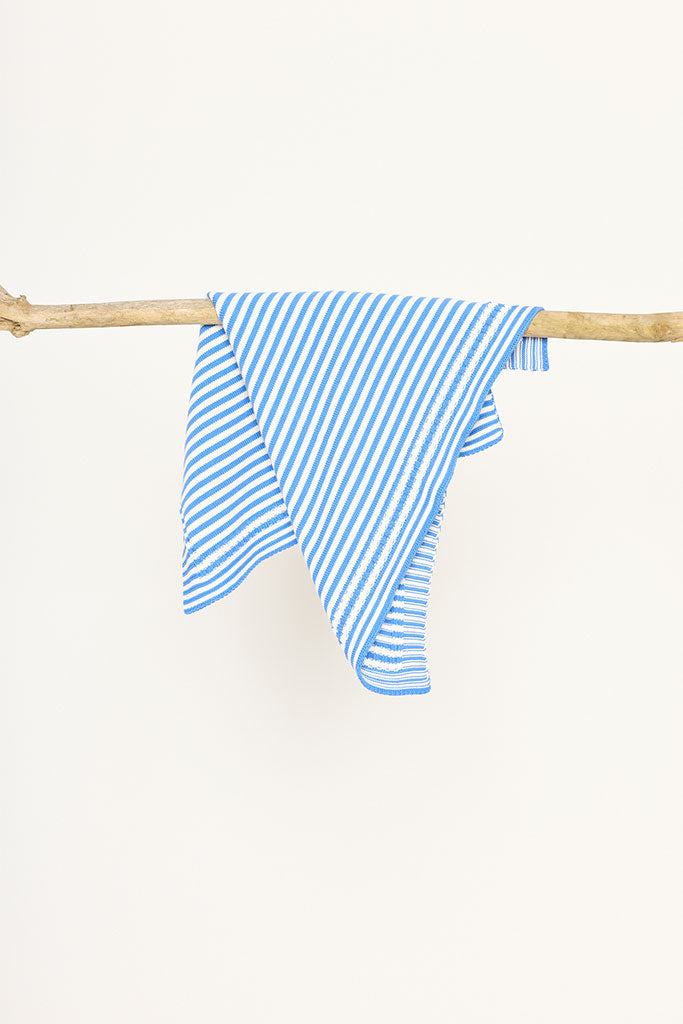 Blue & Cream striped cotton baby blanket