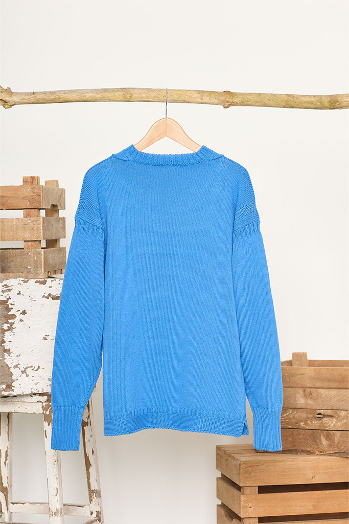 Cornflower Cotton Guernsey Jumper