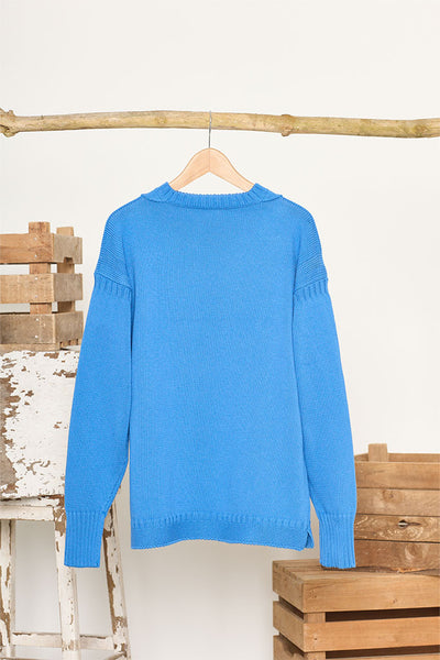 Cornflower Cotton Guernsey Jumper