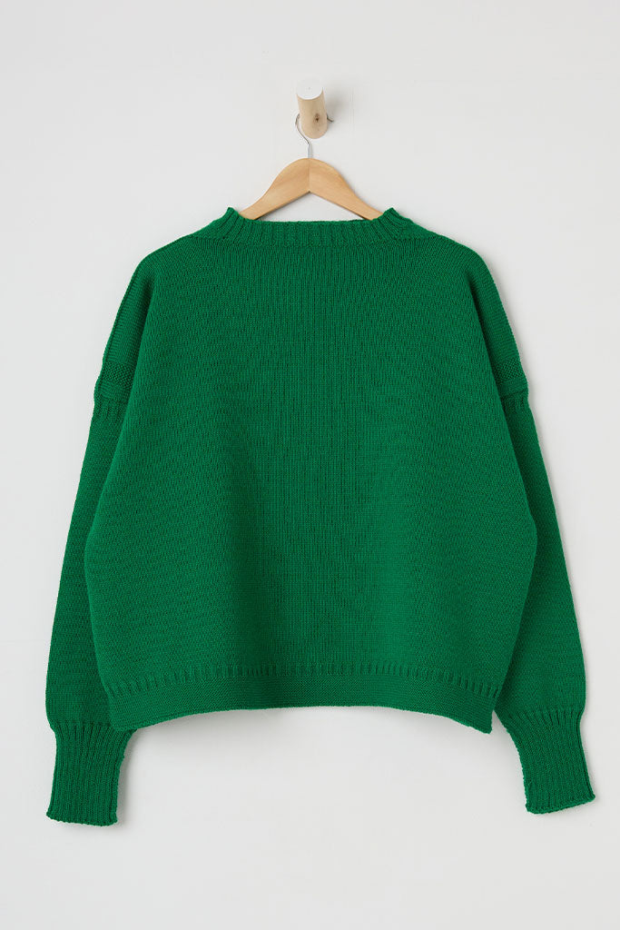 Bright Kelly Green off shoulder Guernsey Jumper