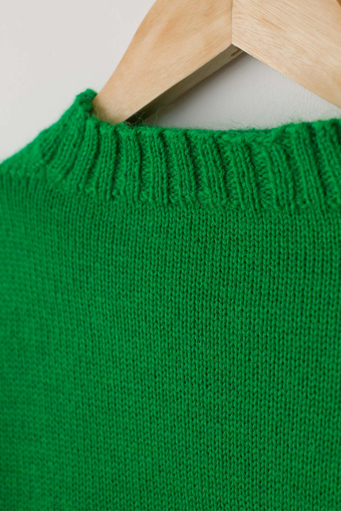 Kelly Green Cropped Guernsey collar detail