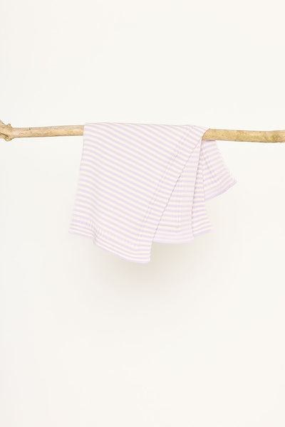 Lilac & Cream striped cotton baby blanket