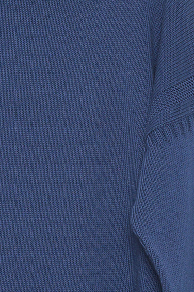 Marine Blue Cotton Cropped Guernsey Jumper