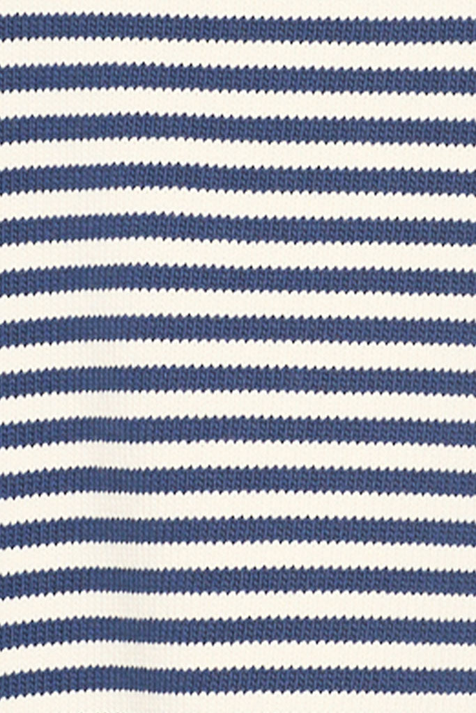 Marine Blue & Cream Cotton striped Guernsey Jumper