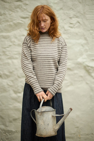Natural Grey Striped Traditional Guernsey Jumper