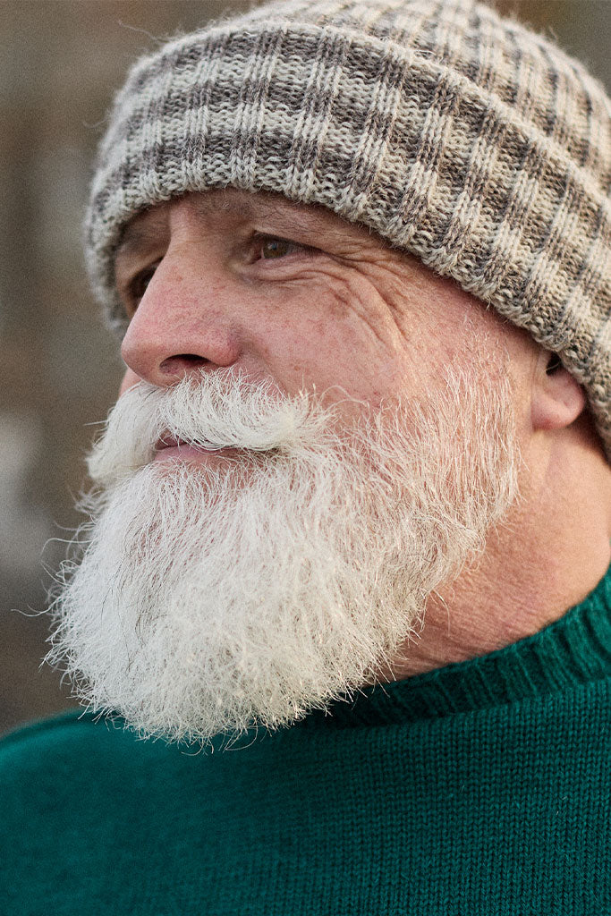 Natural Striped Knitted Beanie