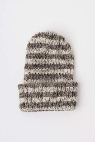 Natural Striped Knitted Beanie